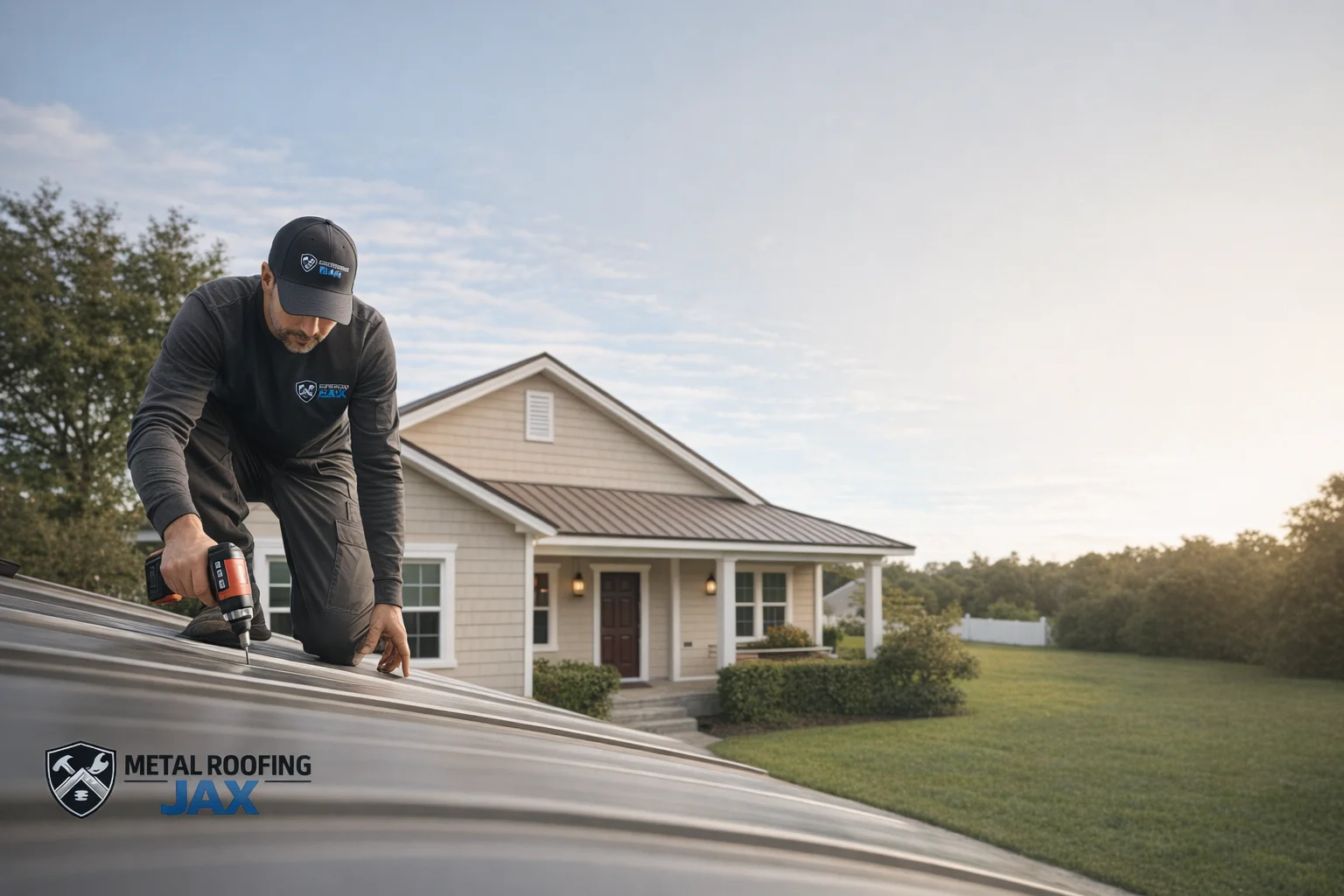 Residential metal roof installed on a Jacksonville Florida home